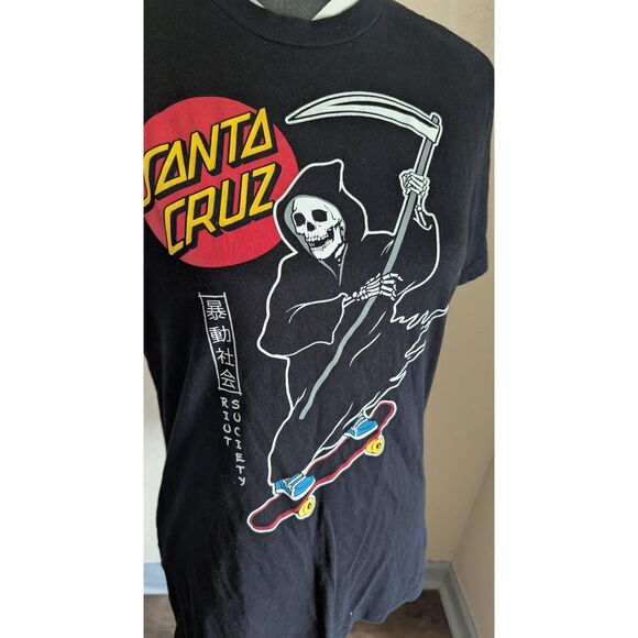 Riot Society x Santa Cruz Grim Reaper Skateboard T-Shirt Black Men's Size S - Picture 2 of 5